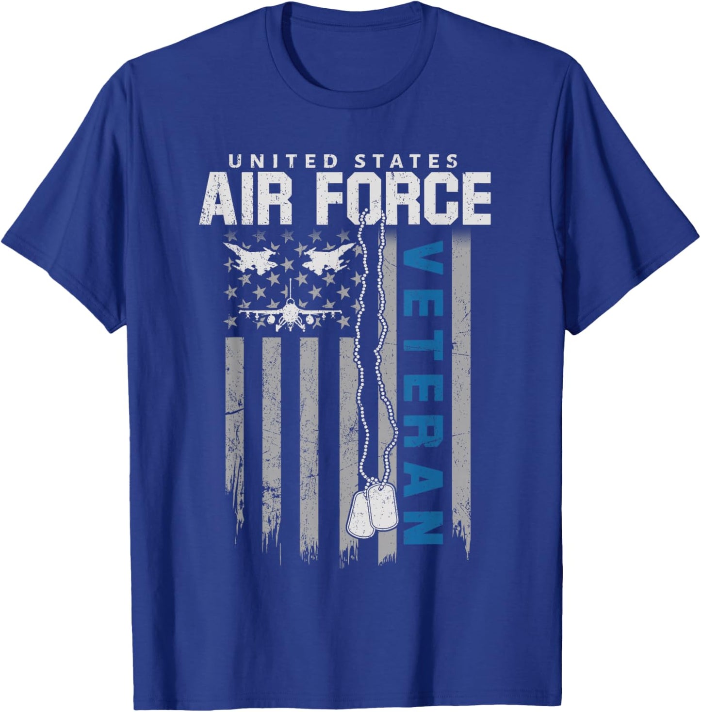 Patriotic US Air Force Veteran Flag American USAF Airman T-Shirt - T-Shirt | Royal