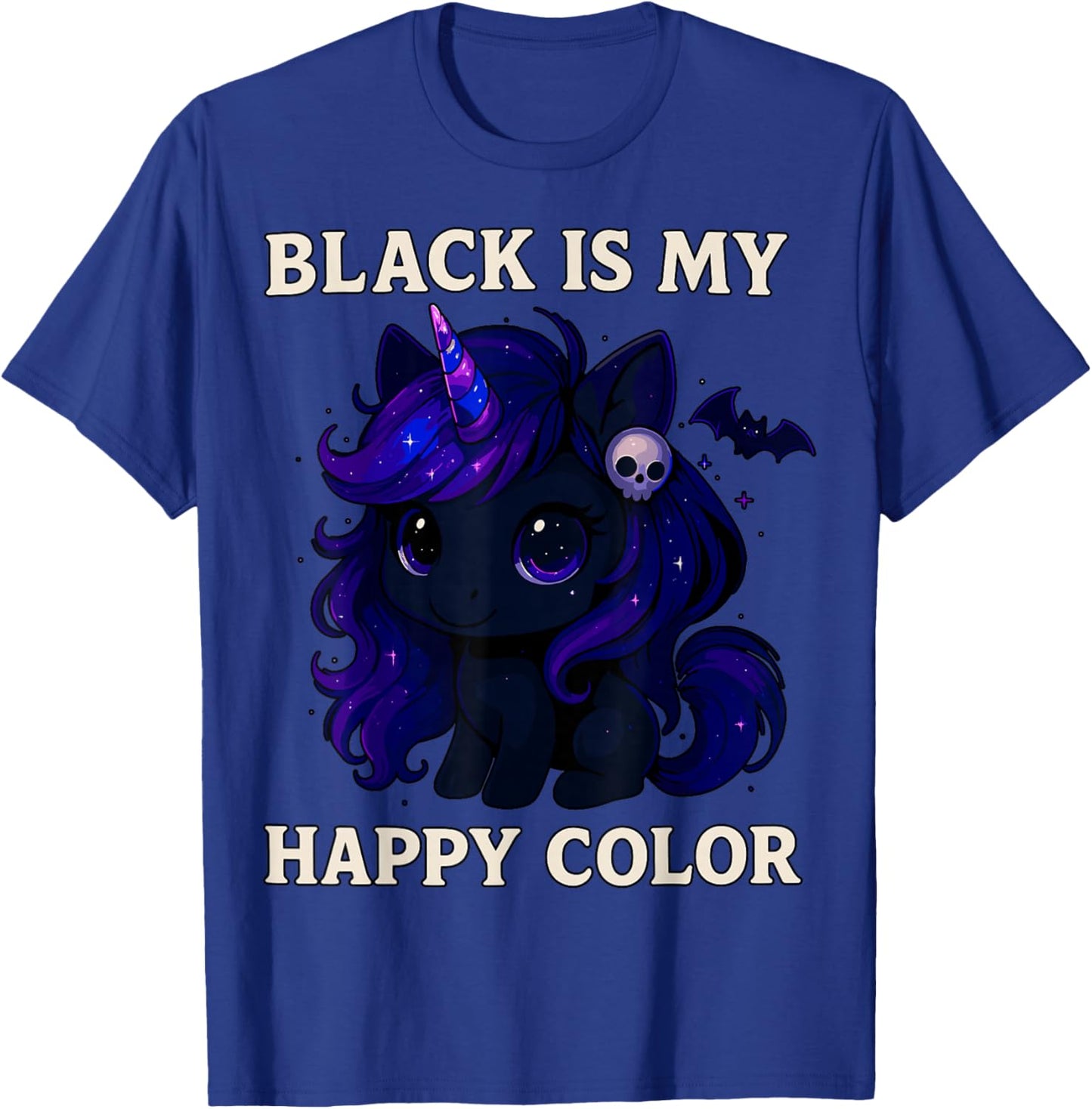 Emo Unicorn Black is My Happy Color Gothic T-Shirt - T-Shirt | Royal