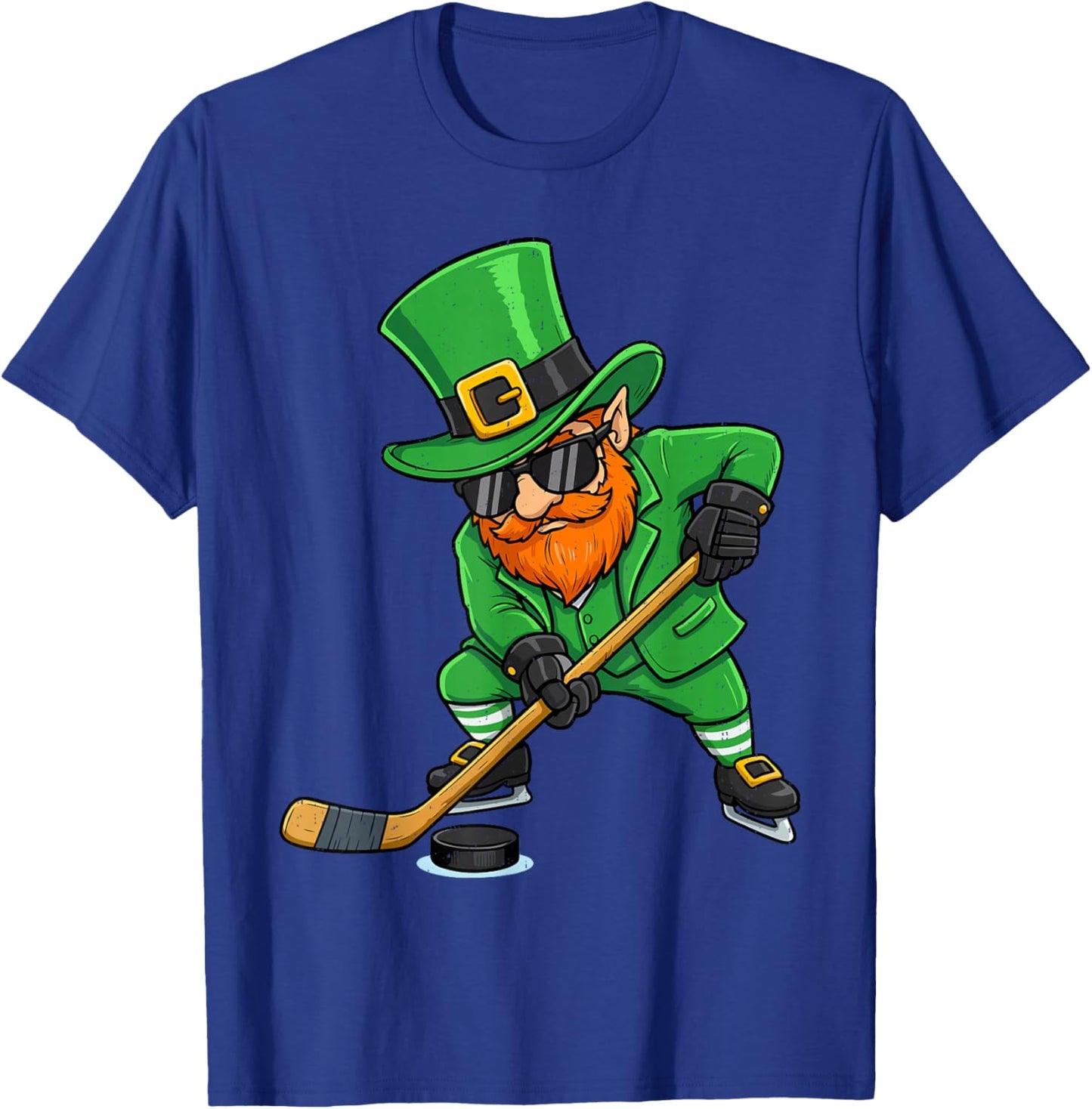 Leprechaun Playing Hockey St Patricks Day Sport Men Boys Kid T-Shirt - T-Shirt | Royal