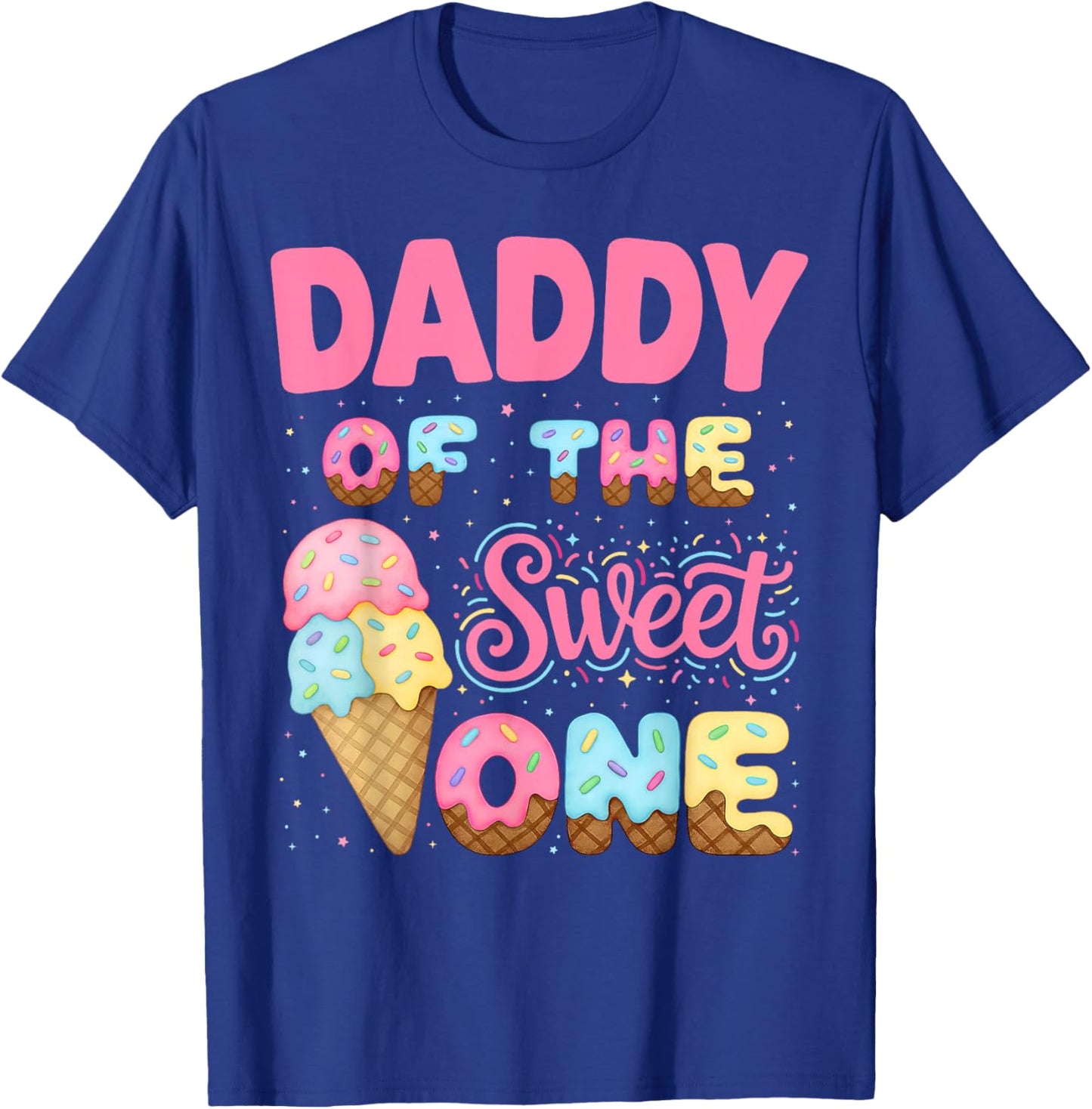 Daddy of The Sweet One Ice Cream Matching Birthday Family T-Shirt - T-Shirt | Royal