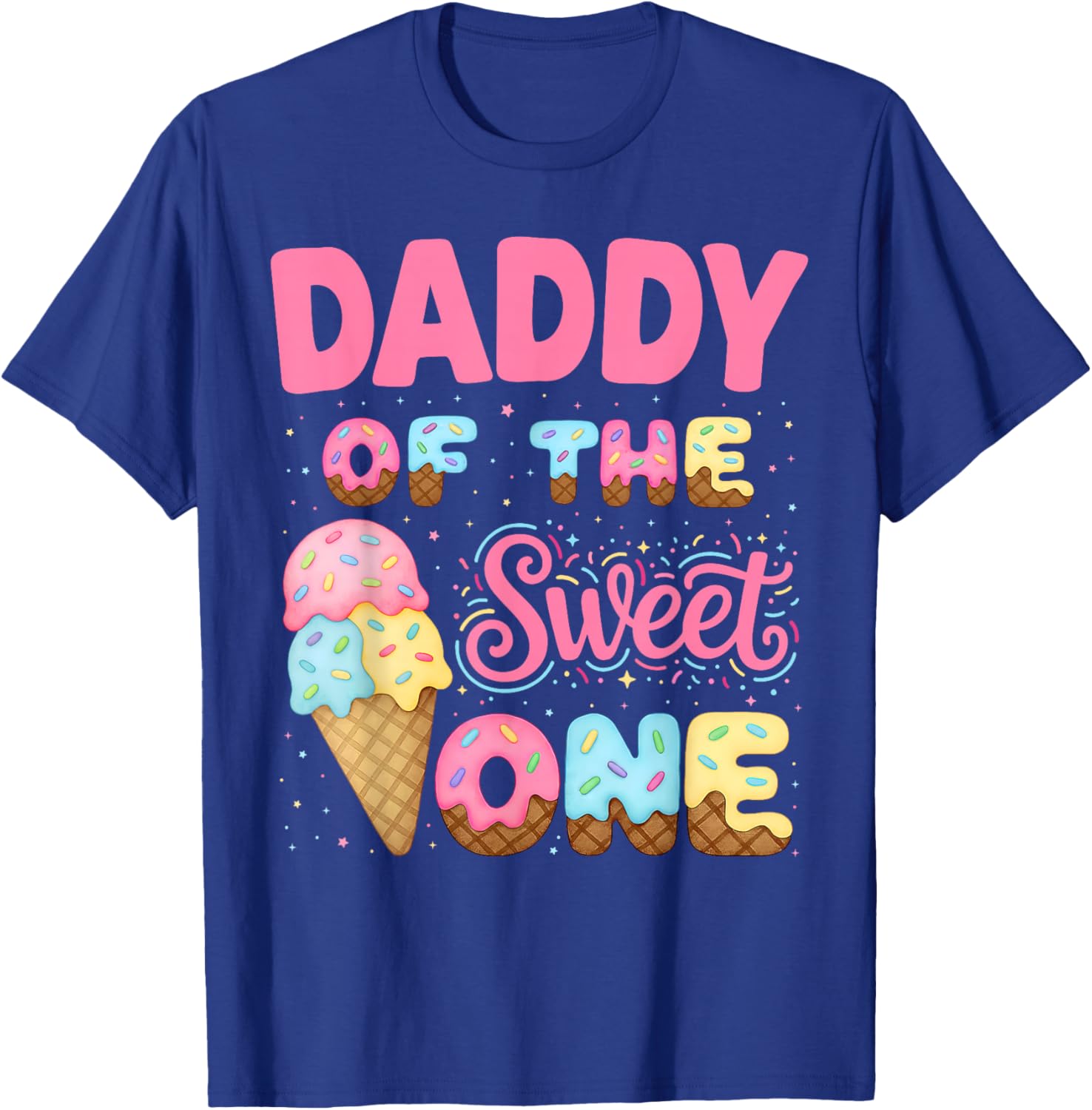 Daddy of The Sweet One Ice Cream Matching Birthday Family T-Shirt - T-Shirt | Royal