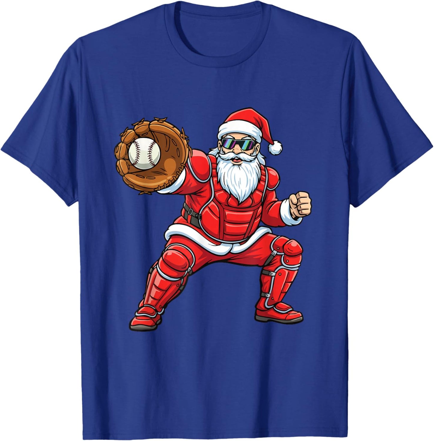 Santa Playing Baseball - Baseball Lover Baseballer Xmas T-Shirt - T-Shirt | Royal