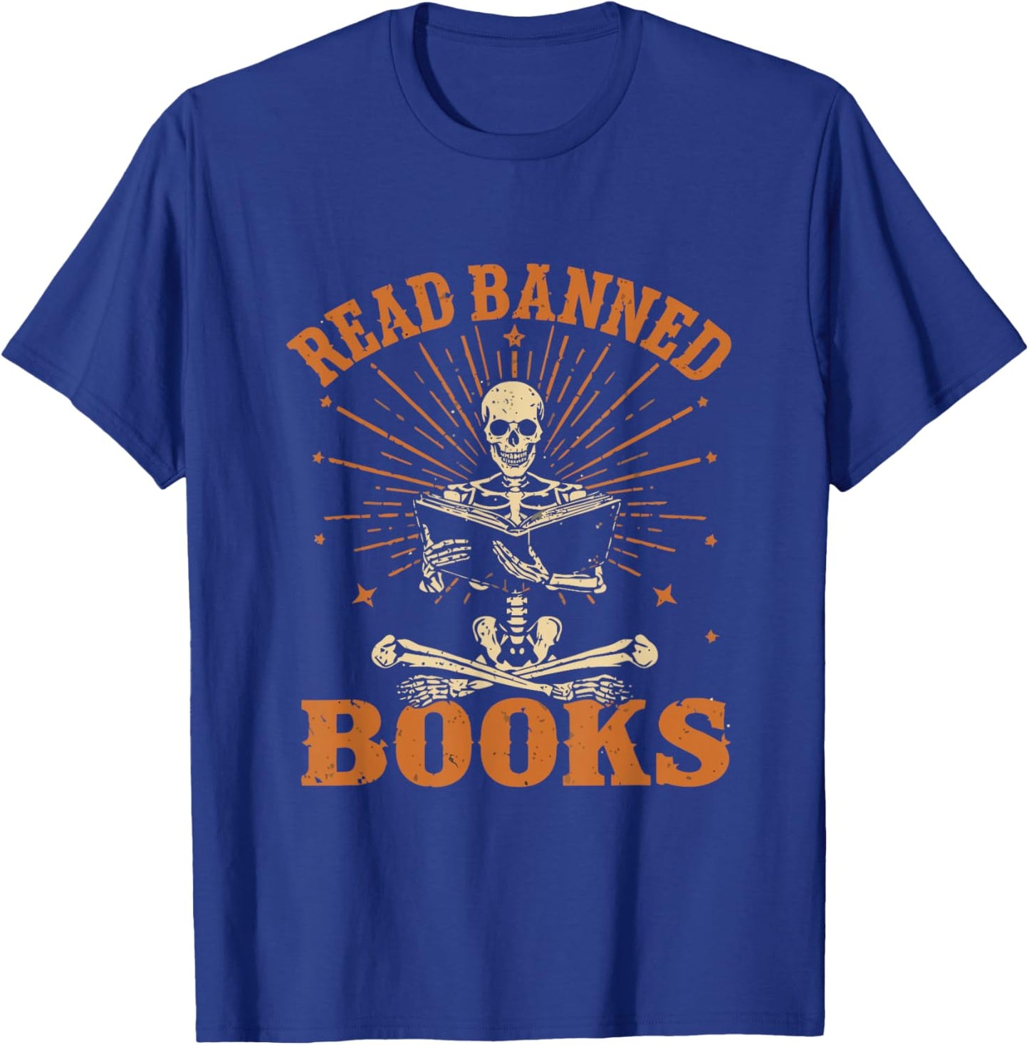 Funny Skeleton Read Banned Books Gain Forbidden Knowledge T-Shirt - T-Shirt | Royal