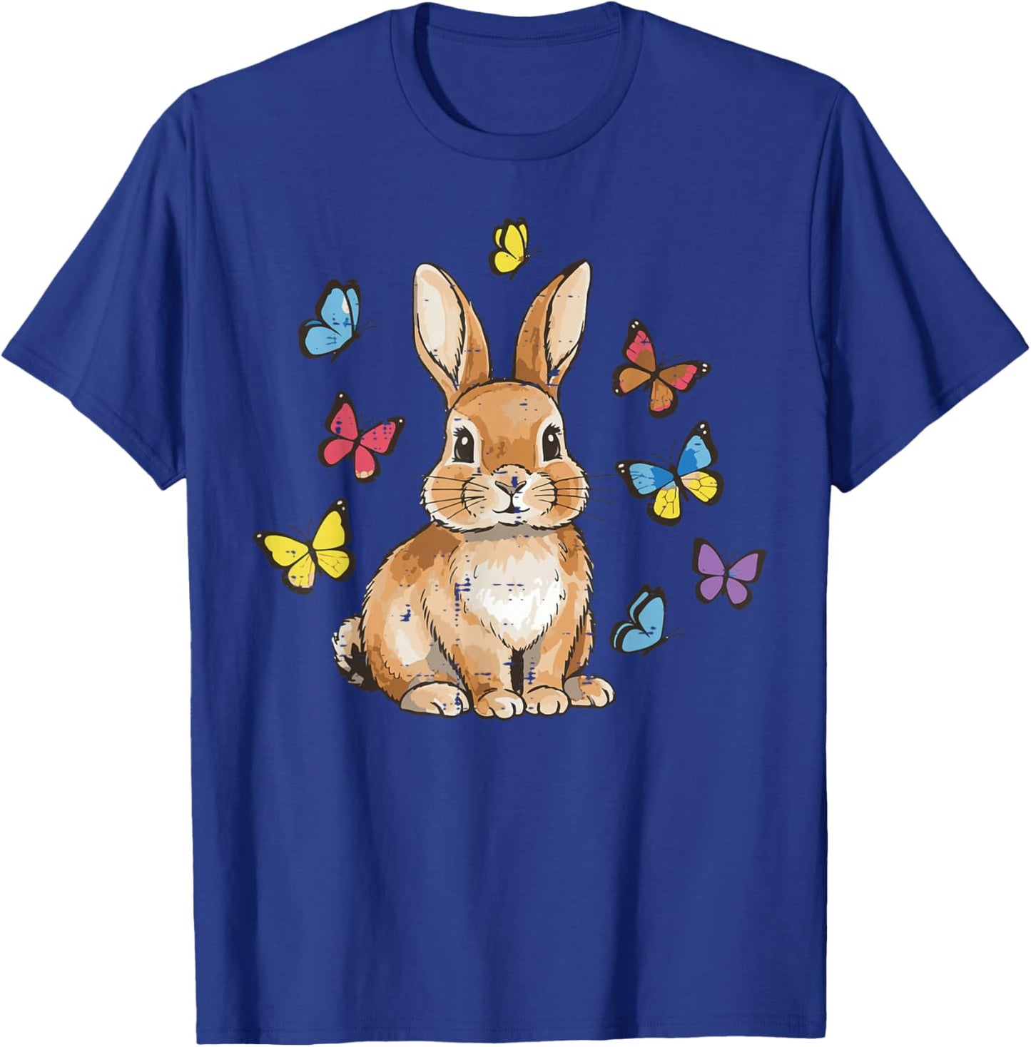 Easter Bunny Butterflies Cute Rabbit Spring Girls Kids Women T-Shirt - T-Shirt | Royal