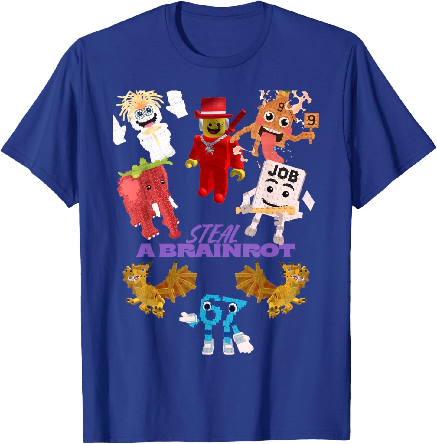 Steal a brainrot T-Shirt - T-Shirt | Royal