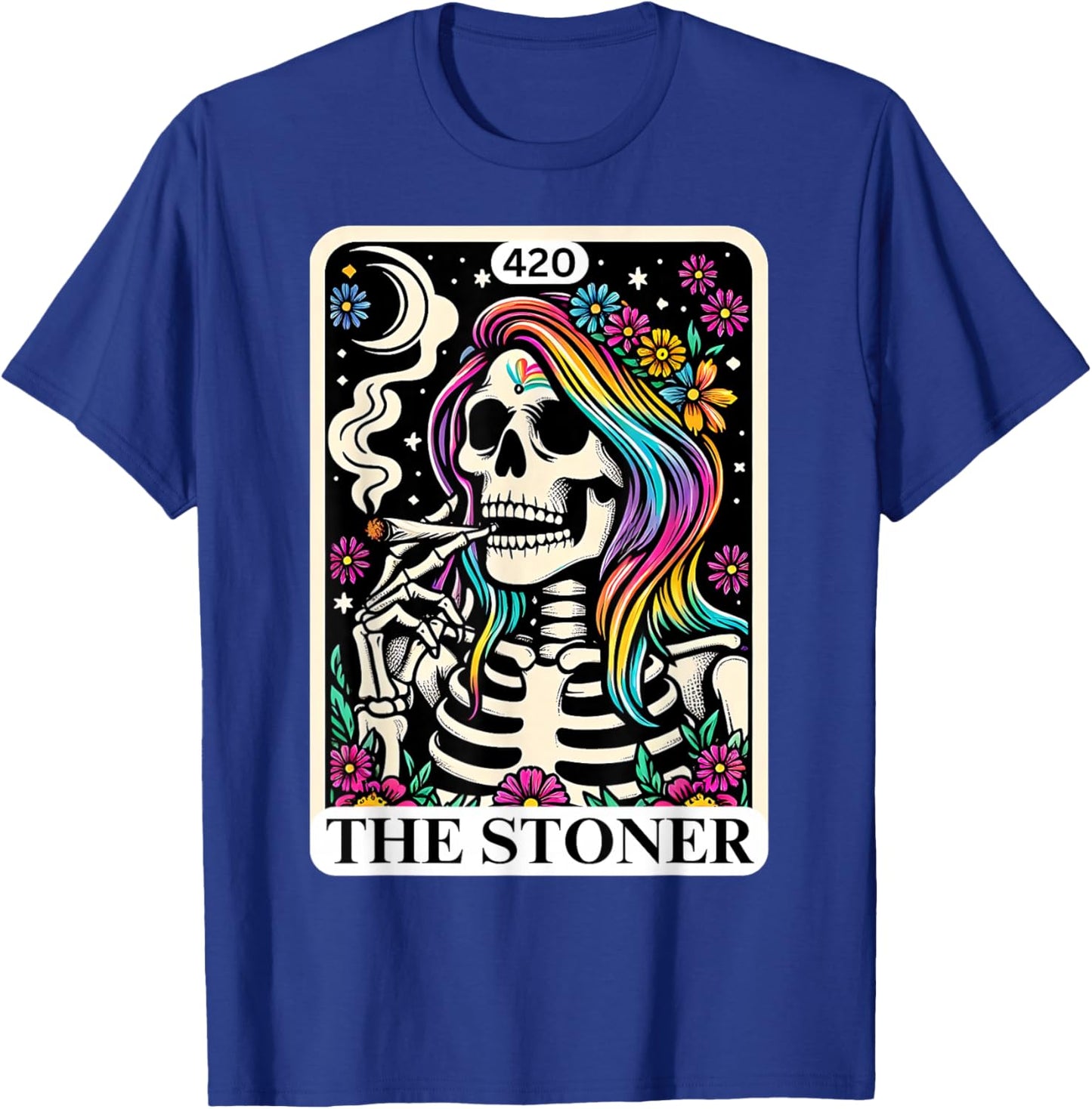The Stoner Tarot Card Weed Lover Skeleton 420 Cannabis T-Shirt - T-Shirt | Royal