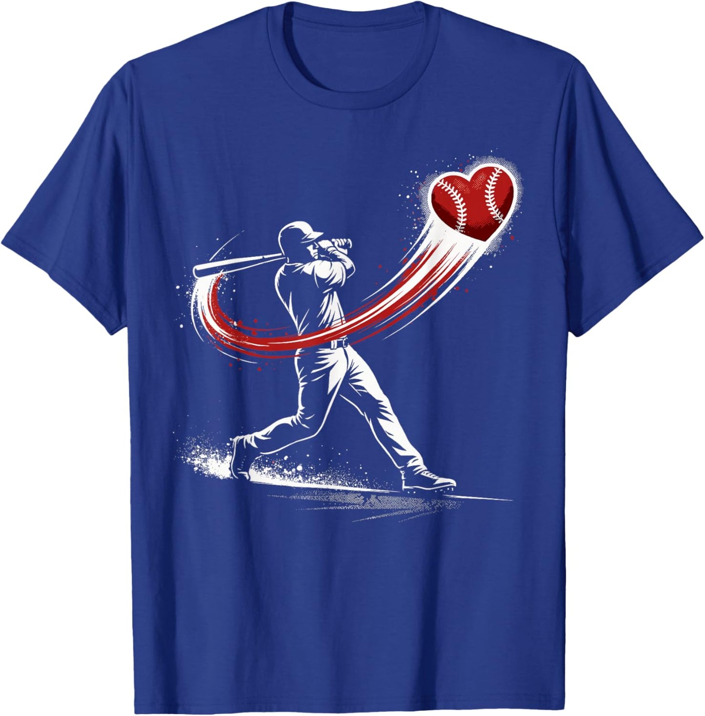 Valentines Day Baseball Batter Silhouette Heart T-Shirt - T-Shirt | Royal