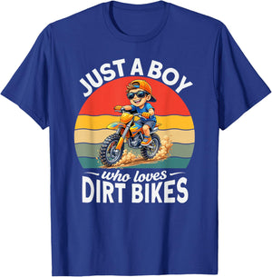 Just a Boy who Loves Dirt Bikes Motocross Enduro Kids Boys T-Shirt - T-Shirt | Royal