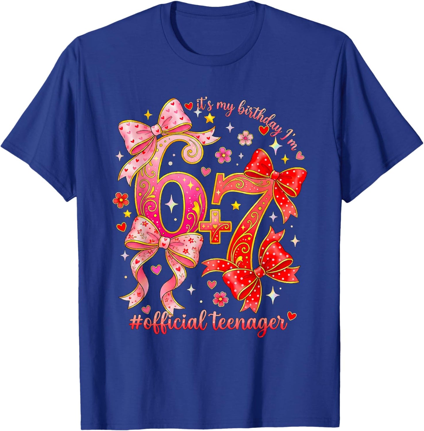 13th Birthday Coquette Bow Official Teenager 13 yr Old Girl T-Shirt - T-Shirt | Royal