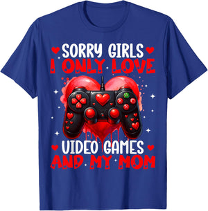 I Only Love Video Games and My Mom Valentines Boy Kids T-Shirt - T-Shirt | Royal