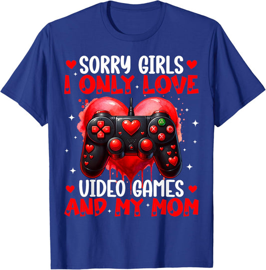 I Only Love Video Games and My Mom Valentines Boy Kids T-Shirt - T-Shirt | Royal
