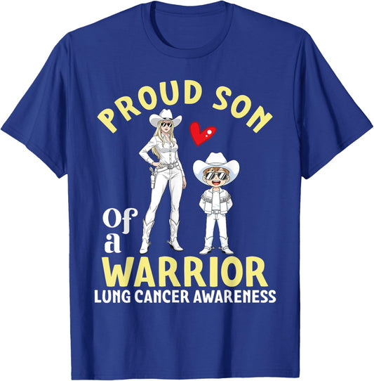Proud Son of A Warrior Lung Cancer Awareness Support Mother T-Shirt - T-Shirt | Royal