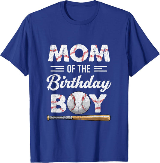 Mom of The Birthday Boy Baseball Matching Family T-Shirt - T-Shirt | Royal