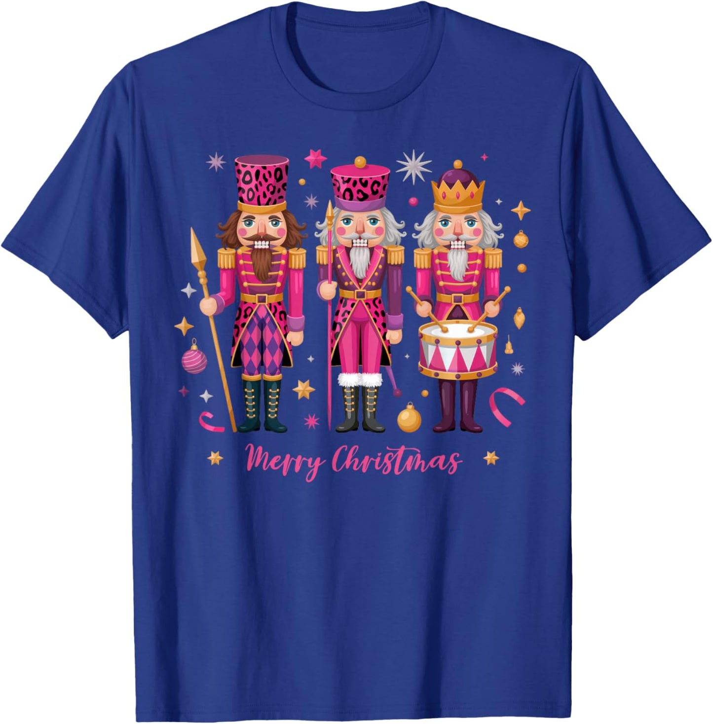 Pink Leopard Nutcracker Christmas Matching Family Men Women T-Shirt - T-Shirt | Royal