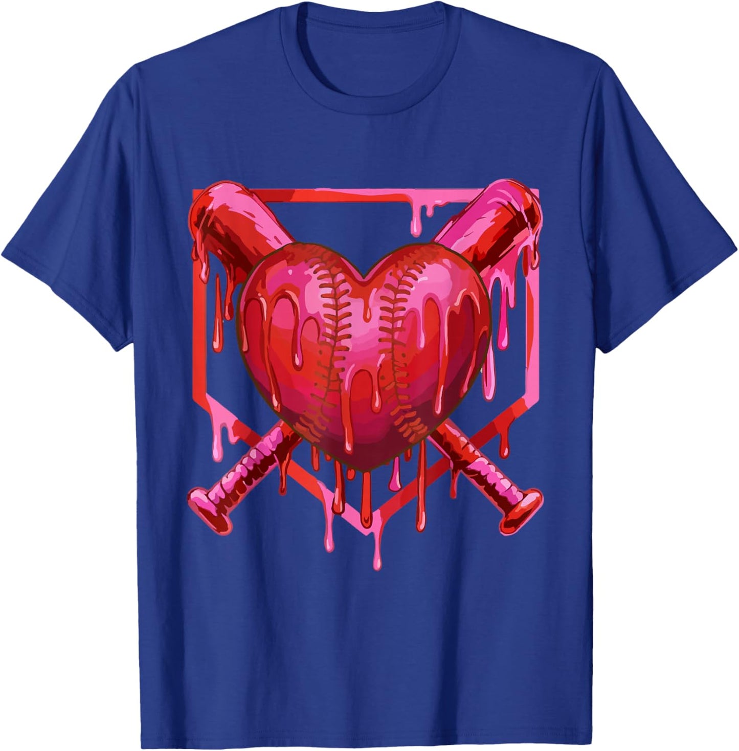 Valentines Day Baseball Funny Red Heart Dab Boys Girls Kids T-Shirt - T-Shirt | Royal