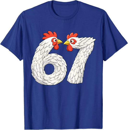 67 Chicken Meme Six Seven Funny Kids Teens Chickens T-Shirt - T-Shirt | Royal