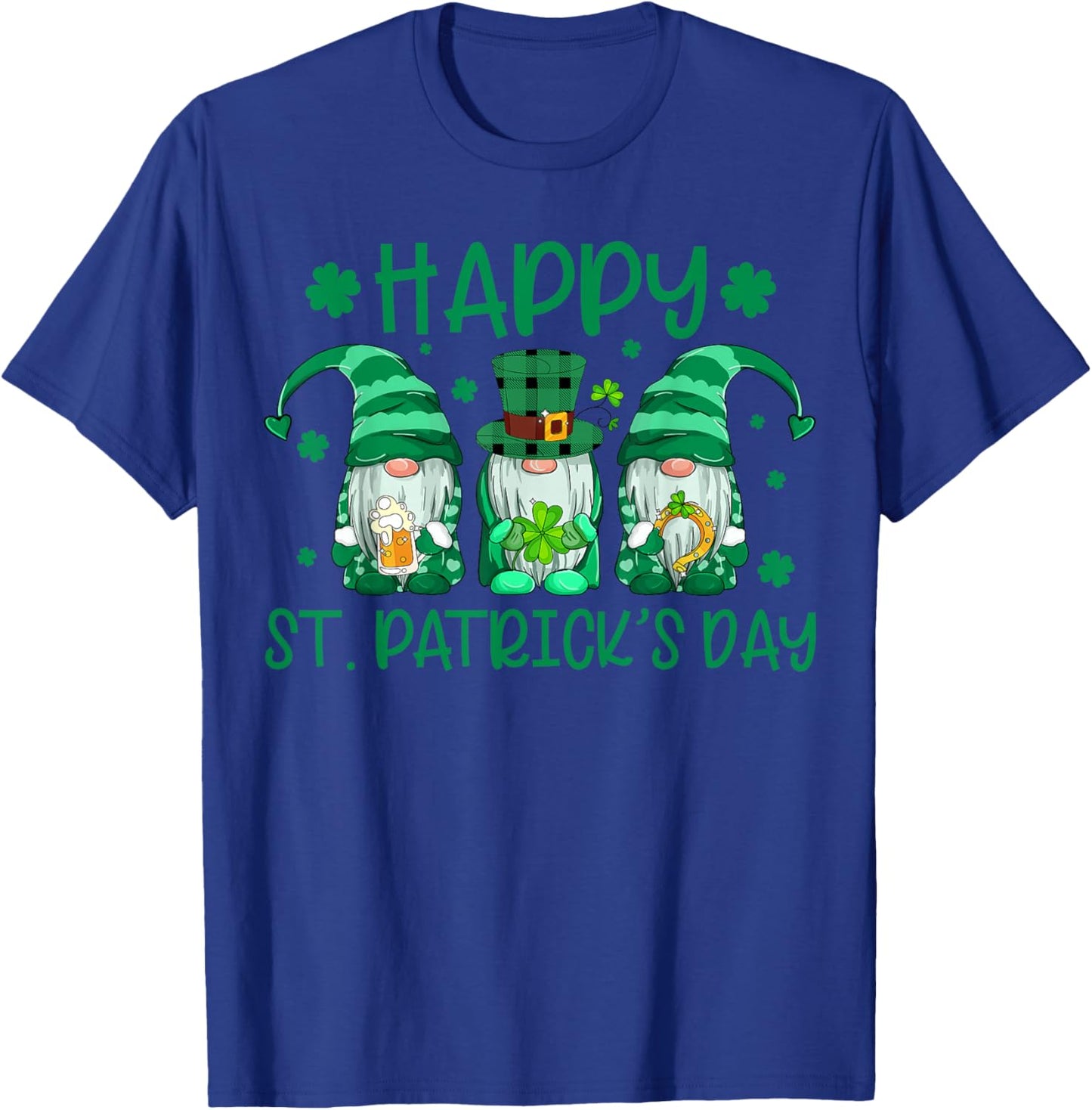 Happy St Patricks Day Gnome Shamrock Irish Lucky Green Fun T-Shirt - T-Shirt | Royal