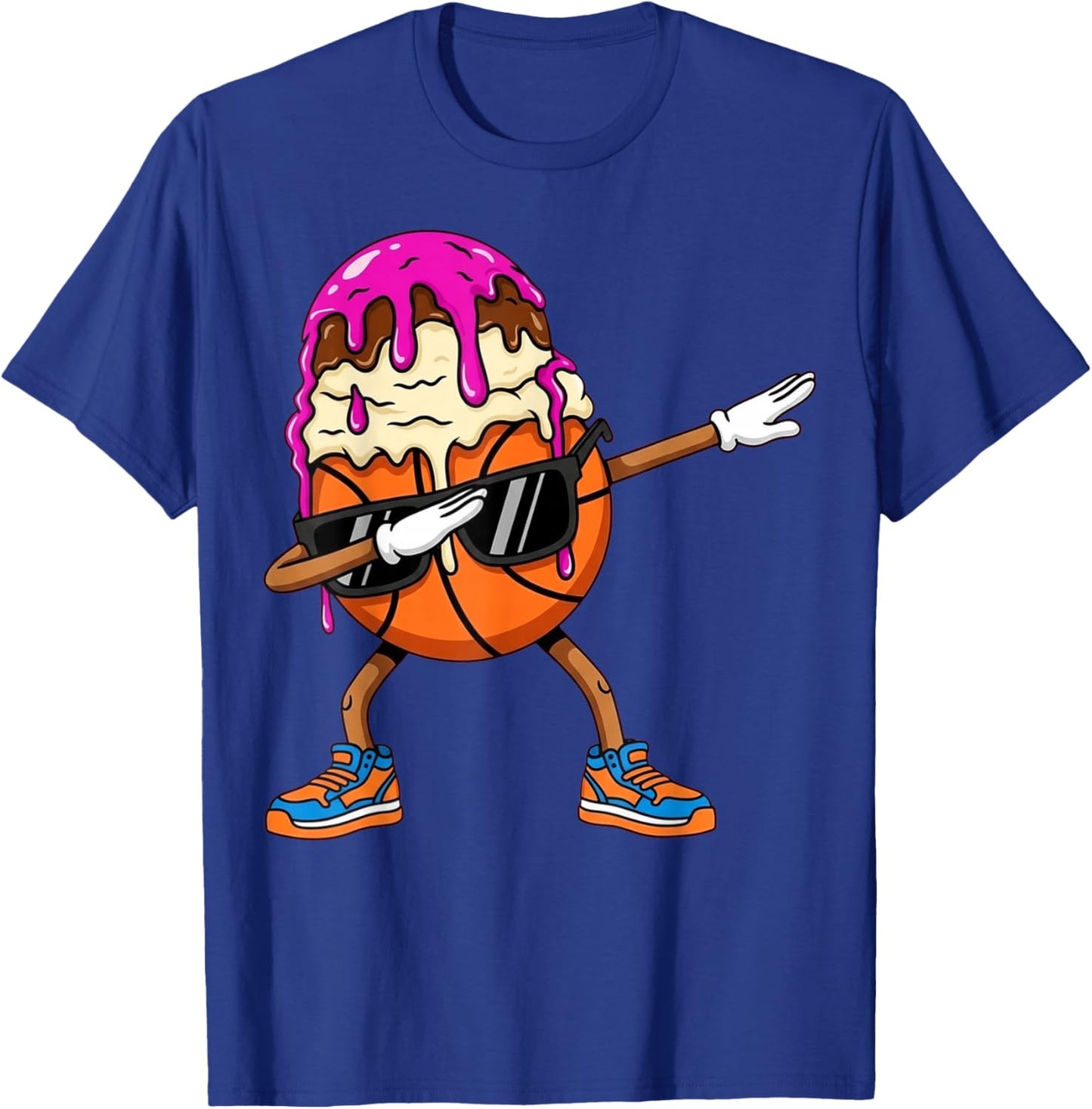 Dabbing Basketball Drip Ice Cream Kids Youth Boys Girls T-Shirt - T-Shirt | Royal