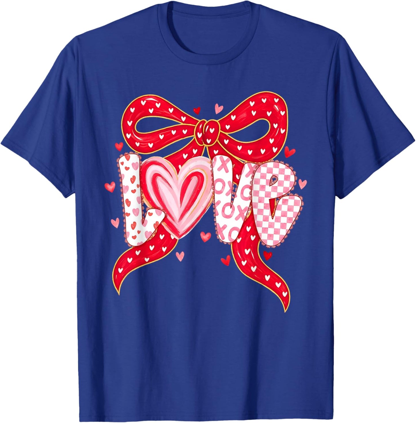 Happy Valentine Pink Coquette Bow Love Women Girls Kids T-Shirt - T-Shirt | Royal