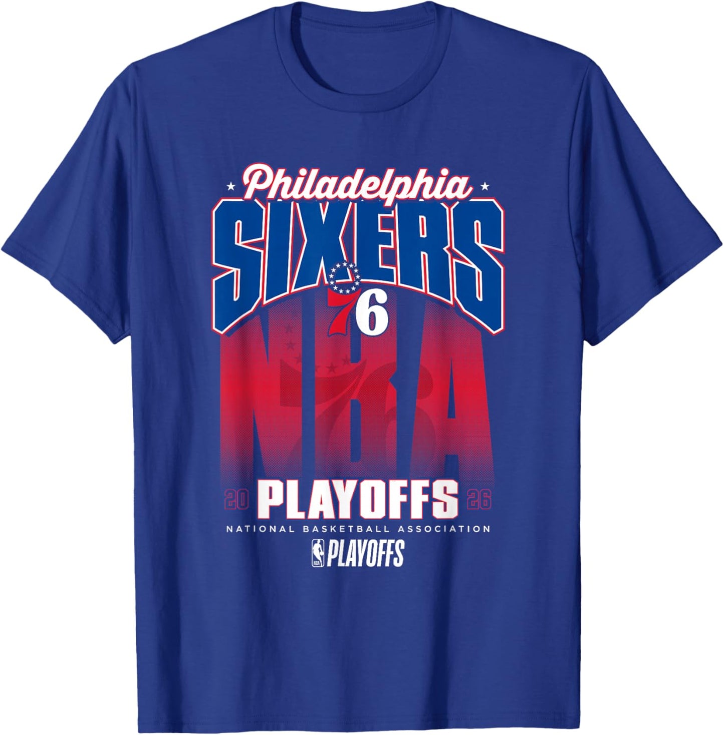 NBA Official 2026 Playoffs Philadelphia 76ers Fade T-Shirt - T-Shirt | Royal