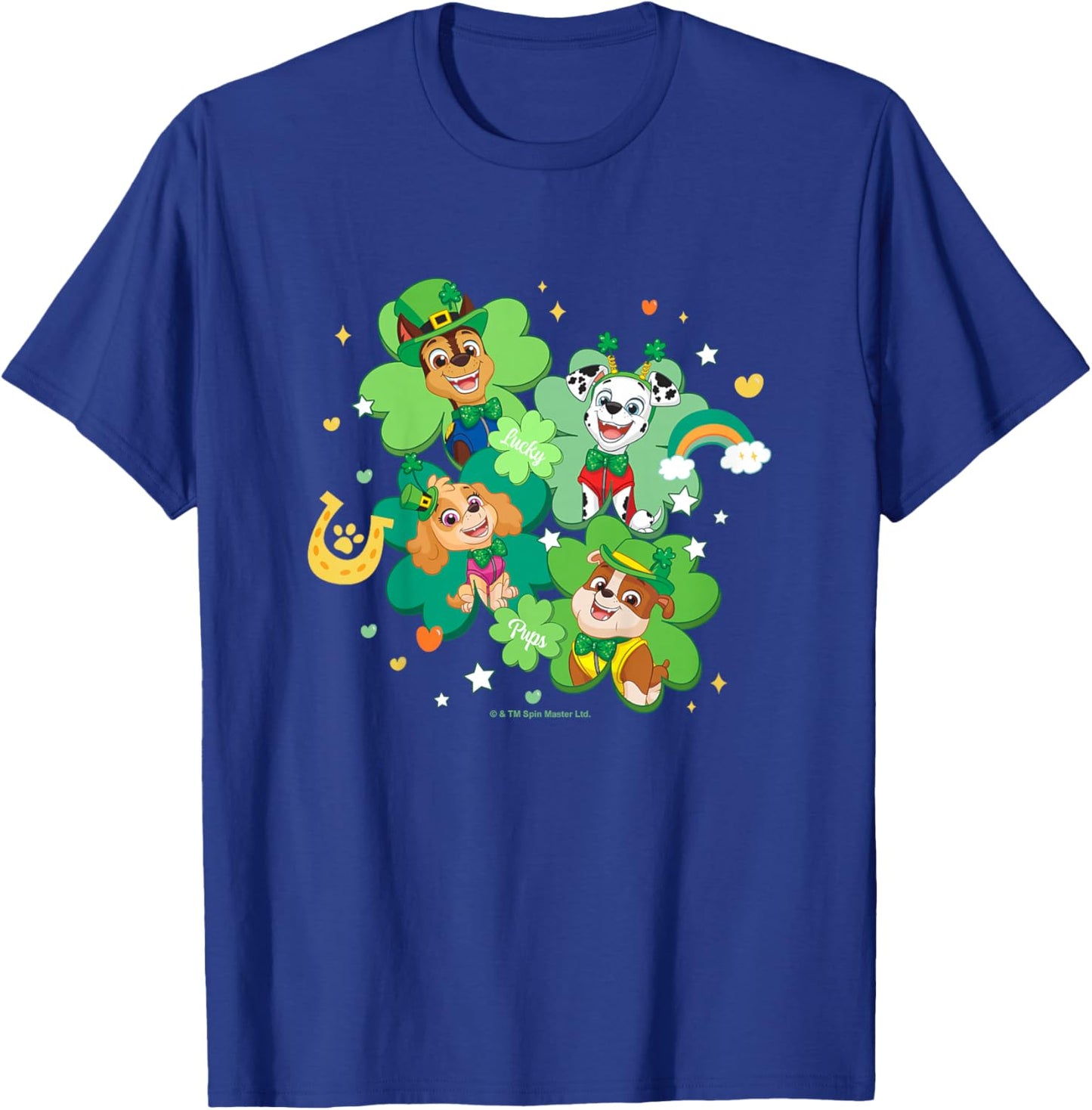 Kids PAW Patrol St. Patrick's Day Lucky Pups Four-Leaf Clover T-Shirt - T-Shirt | Royal