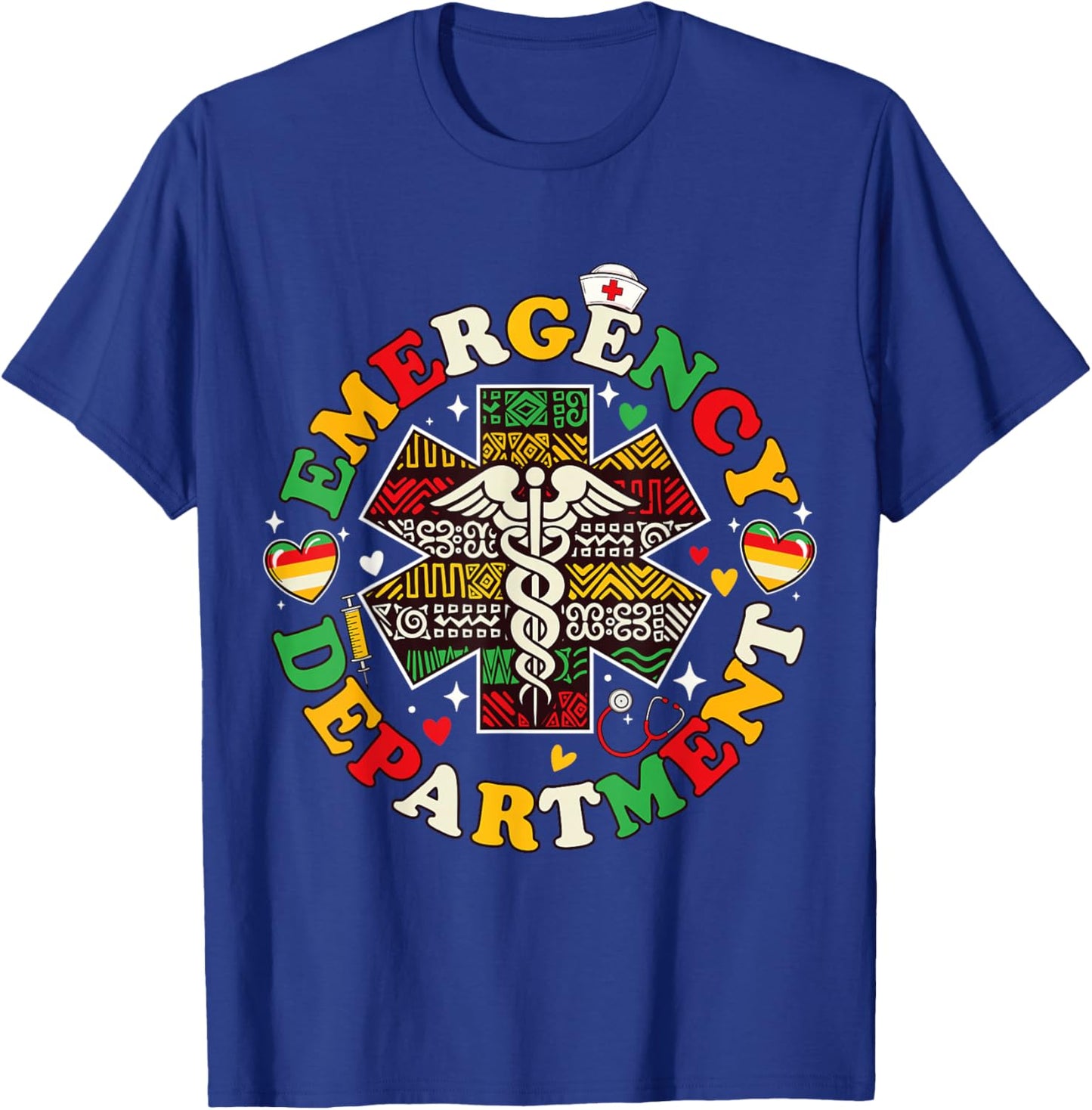 Emergency Department Black History ER Nurse Juneteenth T-Shirt - T-Shirt | Royal