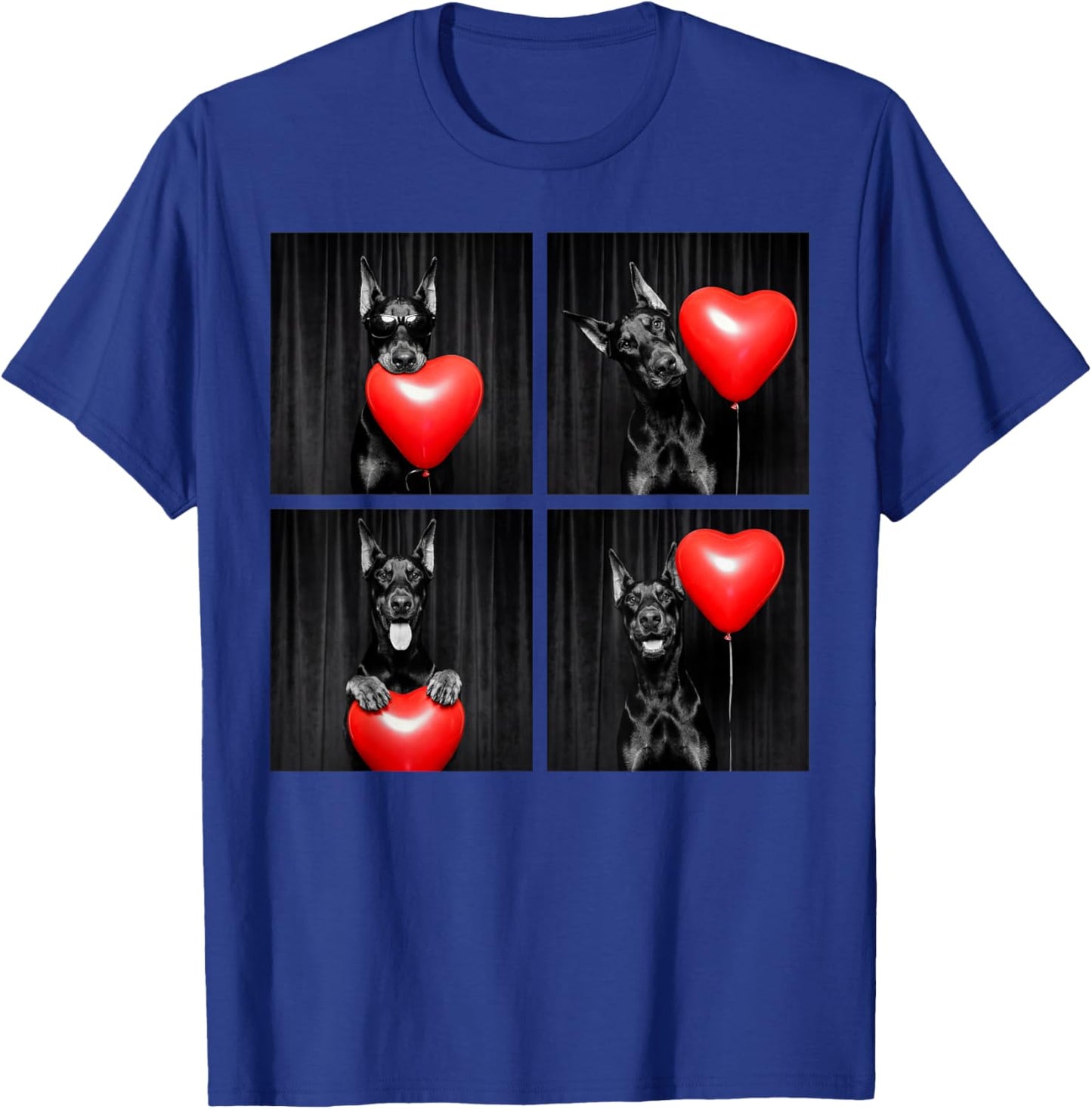 Funny Doberman Photobooth Dog Lover Design Valentines T-Shirt - T-Shirt | Royal