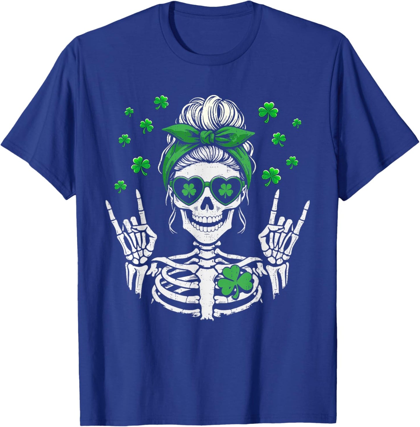 Skull Skeleton Shamrock St Patricks Day Women Girl St Pattys T-Shirt - T-Shirt | Royal