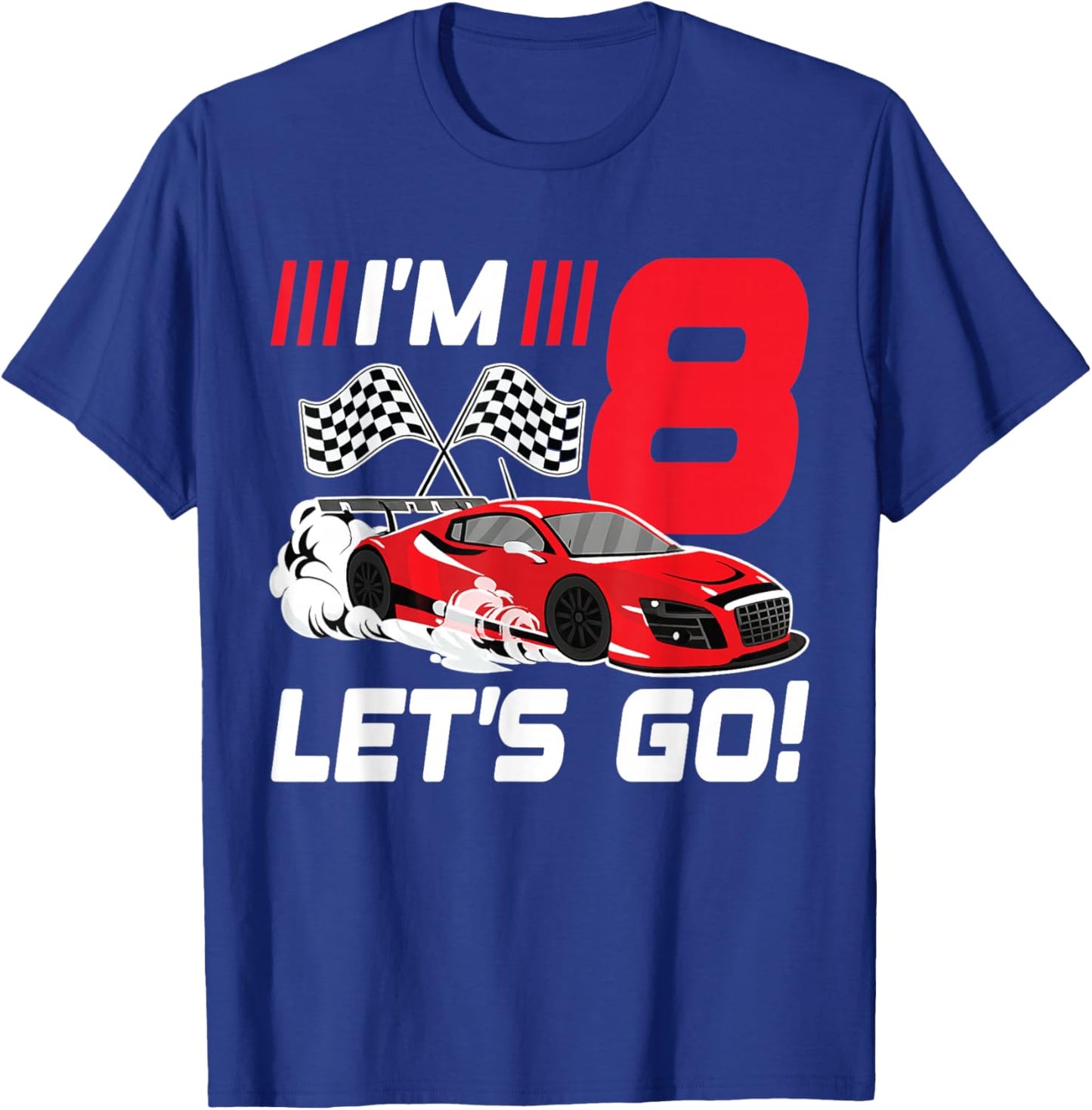 8 Year Old Race Car 8th Birthday Racecar Racing Boy T-Shirt - T-Shirt | Royal