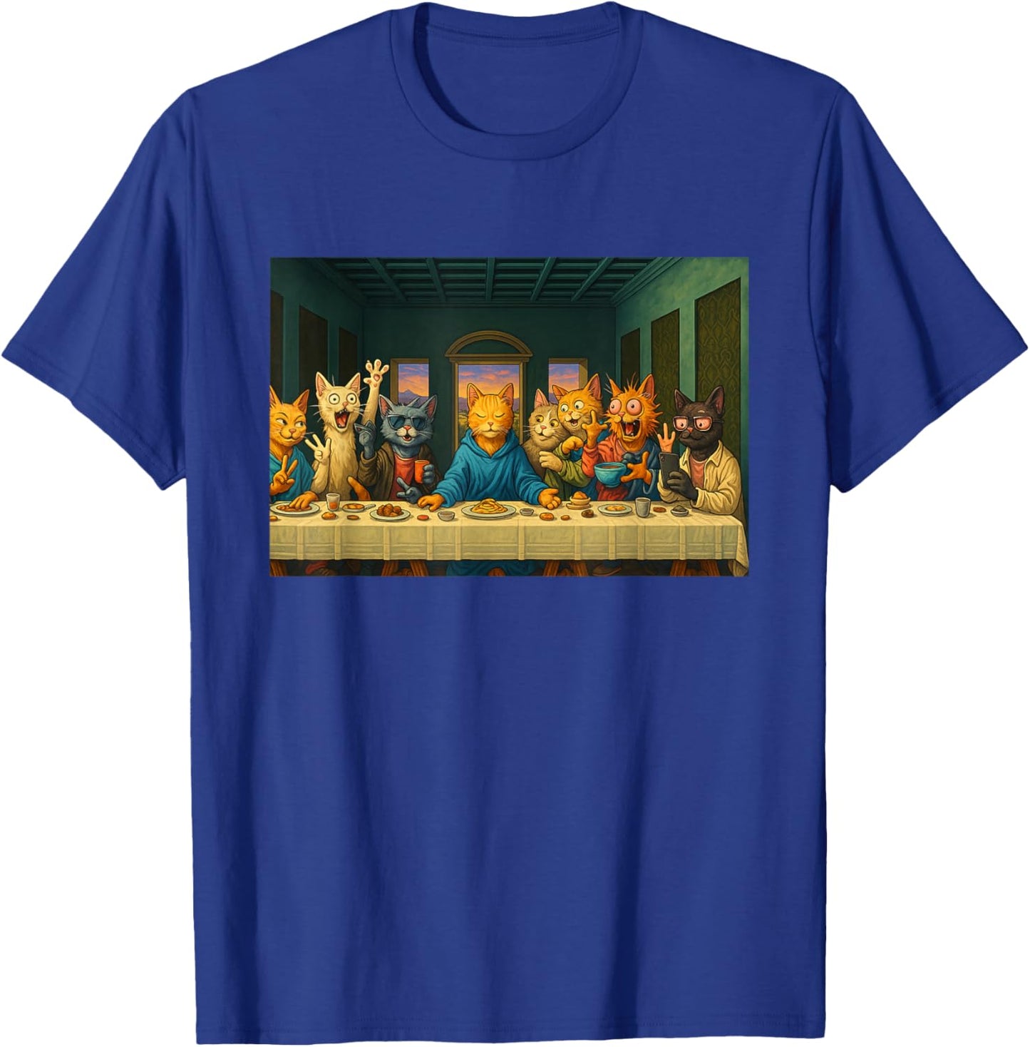 Cat Lovers - The Last Supper Funny T-Shirt - T-Shirt | Royal