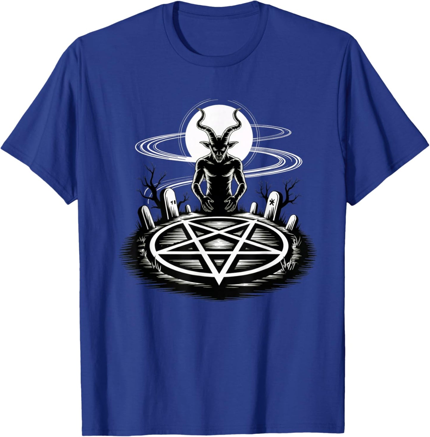Baphomet Graveyard Ritual Pentagram Design Satanic and Satan T-Shirt - T-Shirt | Royal
