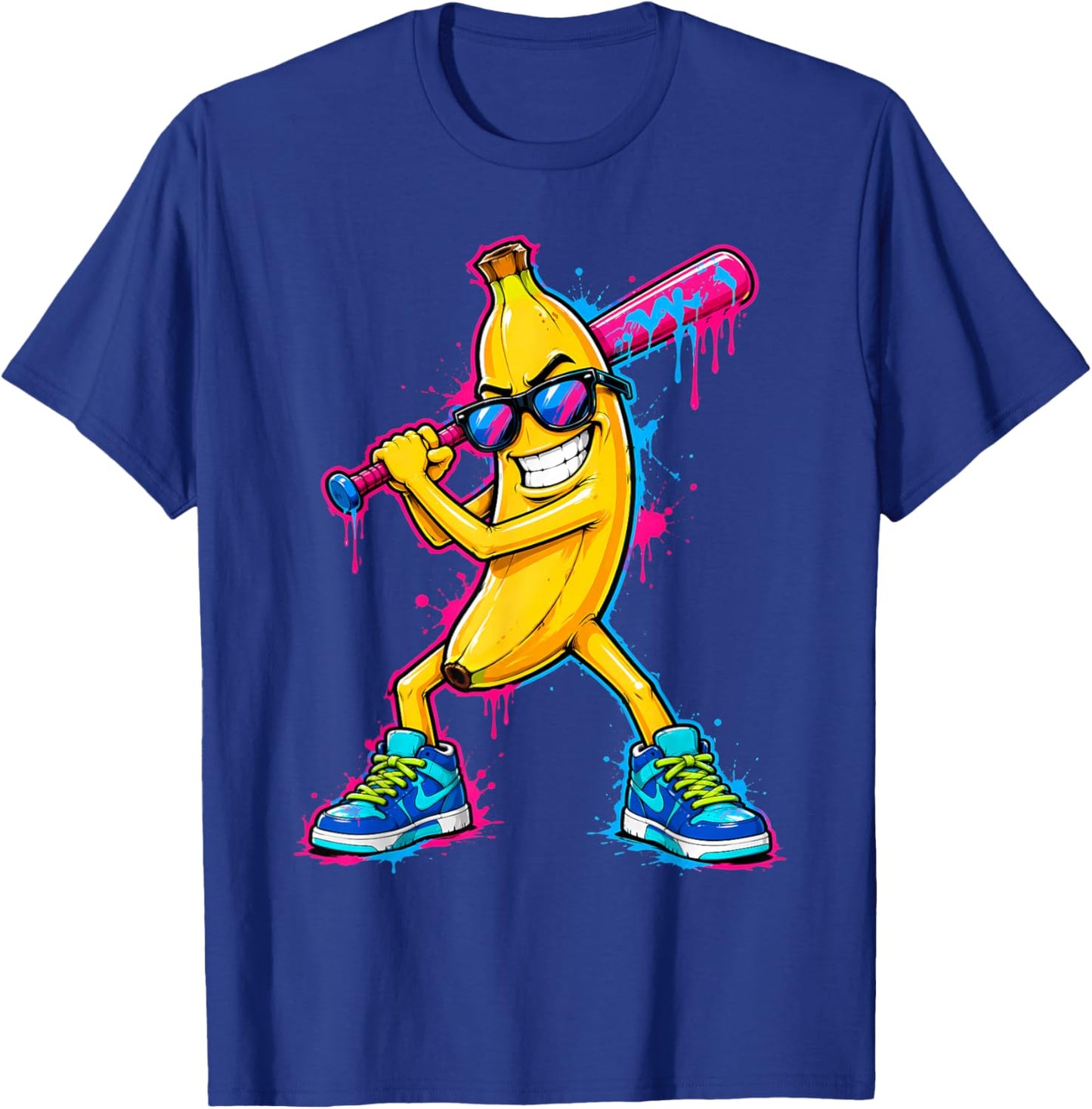Banana Funny Baseball Drip Ice Cream Kids Youth Boys Girls T-Shirt - T-Shirt | Royal