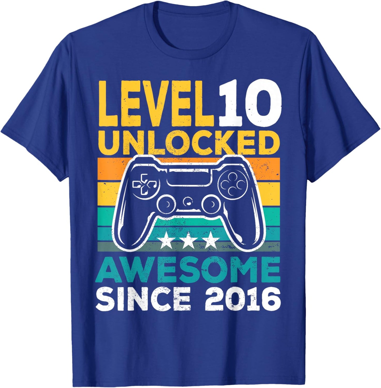 Level 10 Unlocked Awesome Since 2016 10th Birthday Gaming T-Shirt - T-Shirt | Royal