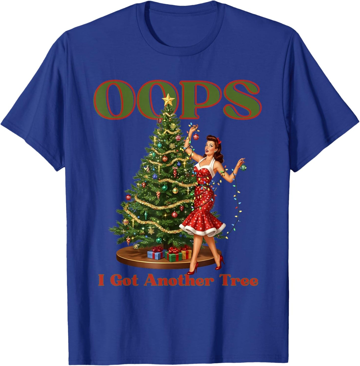Funny Retro Christmas Oops I Got Another Tree T-Shirt - T-Shirt | Royal