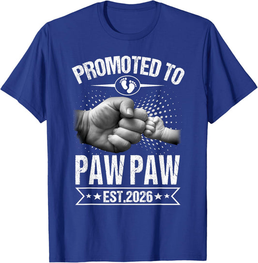 Retro Promoted to Paw Paw Est 2026 First Time Paw Paw T-Shirt - T-Shirt | Royal