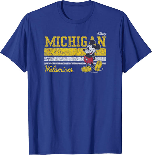 Michigan Wolverines Mickey Mouse Vintage Navy T-Shirt - T-Shirt | Royal