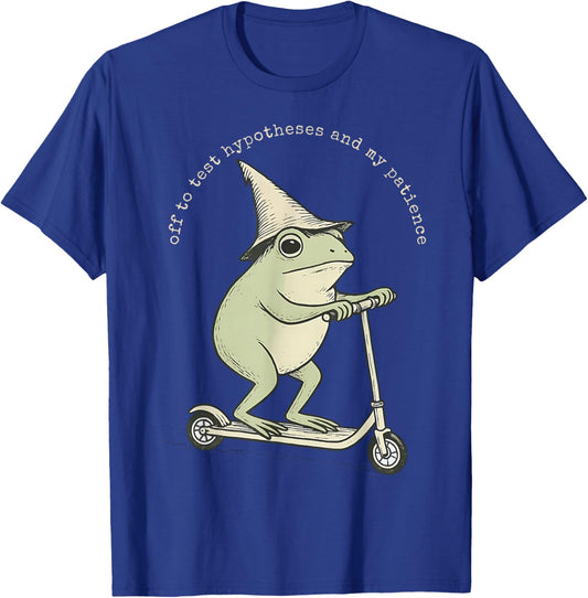 Off to Test Hypotheses and My Patience Funny Frog Scientist T-Shirt - T-Shirt | Royal