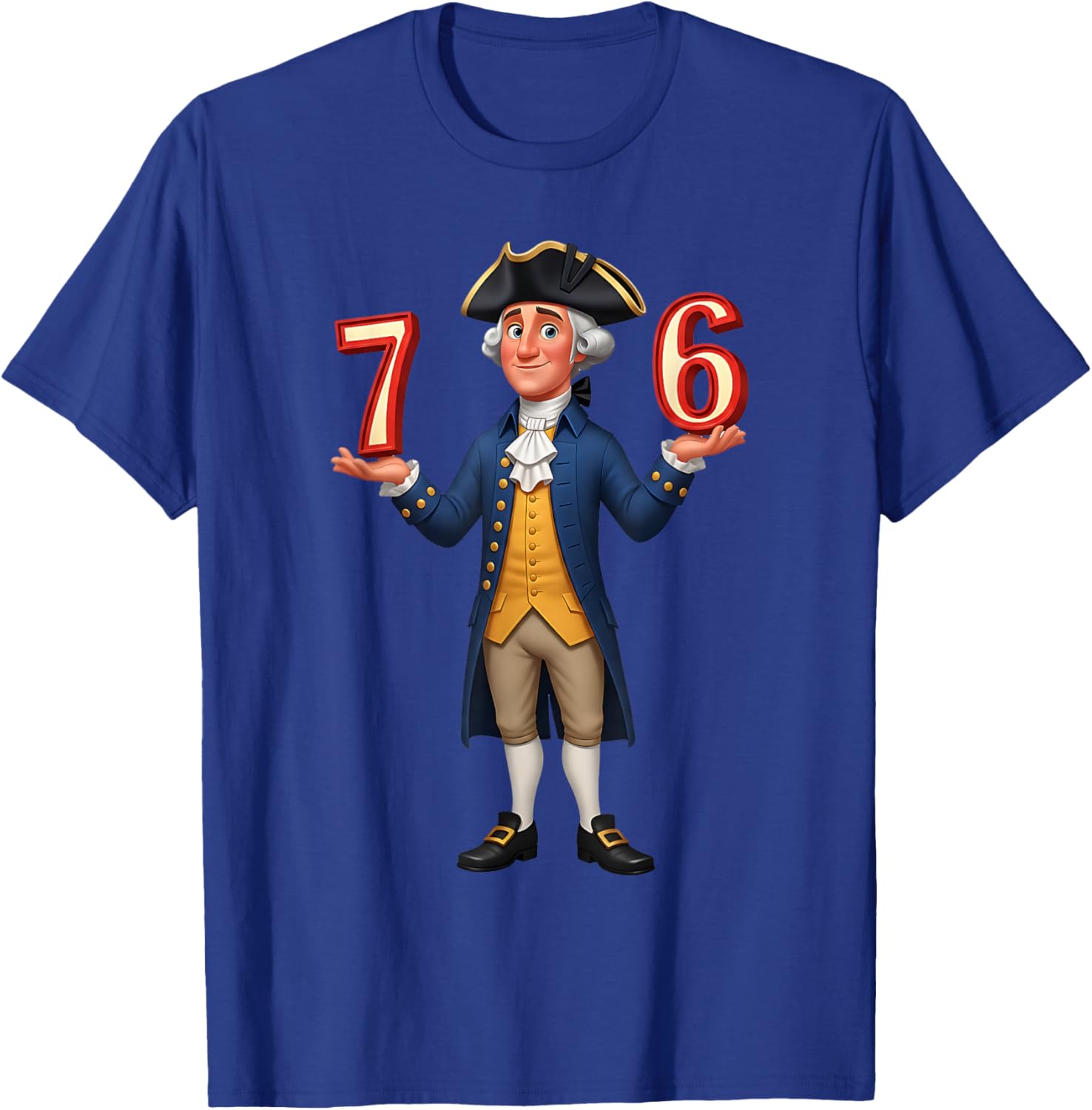 Six Seven American 67 Gen Alpha Slang 7 6 George Washington T-Shirt - T-Shirt | Royal