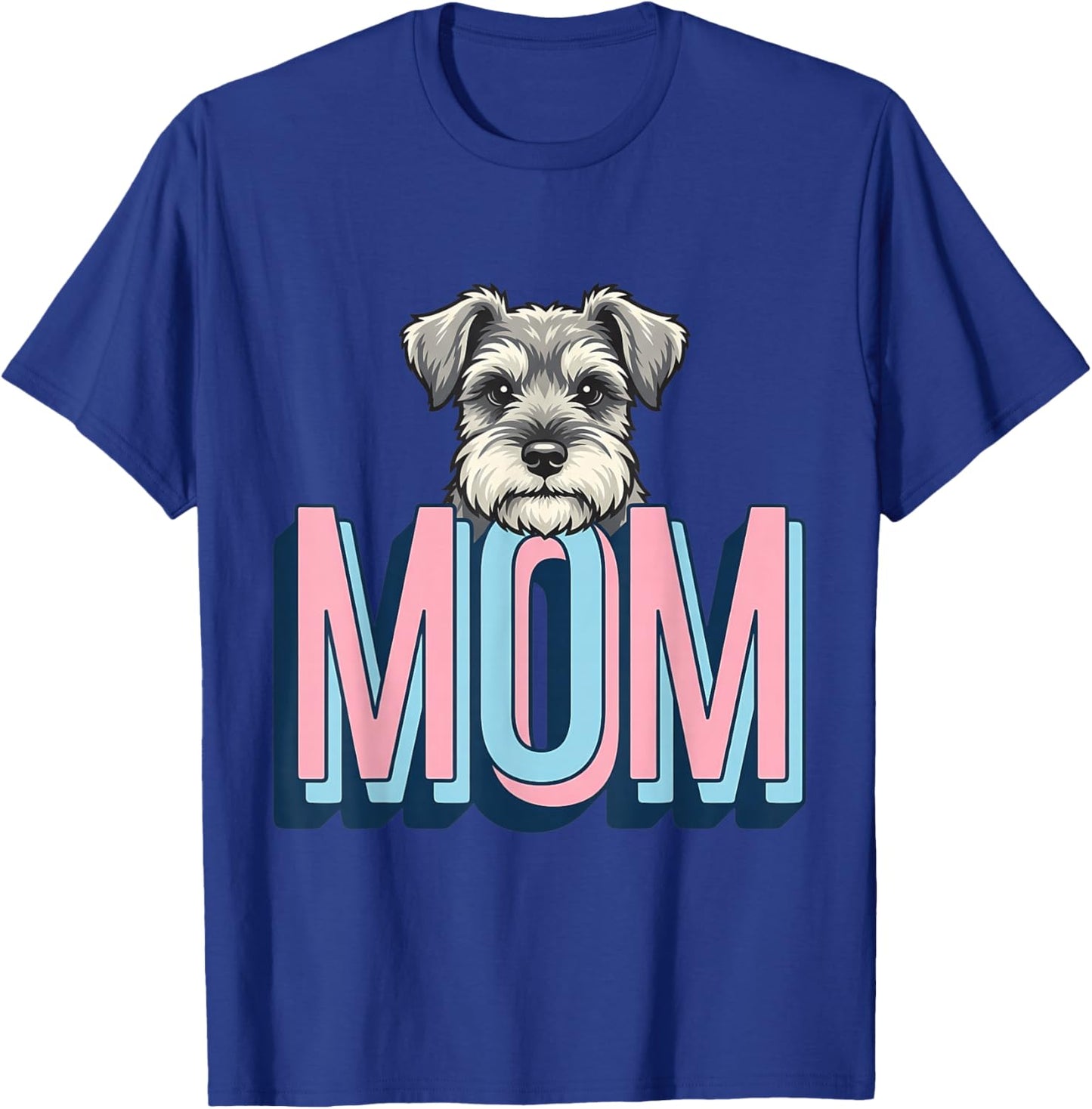 Schnauzer Peeking Mom Dog Lover Cute Puppy Drawing T-Shirt - T-Shirt | Royal