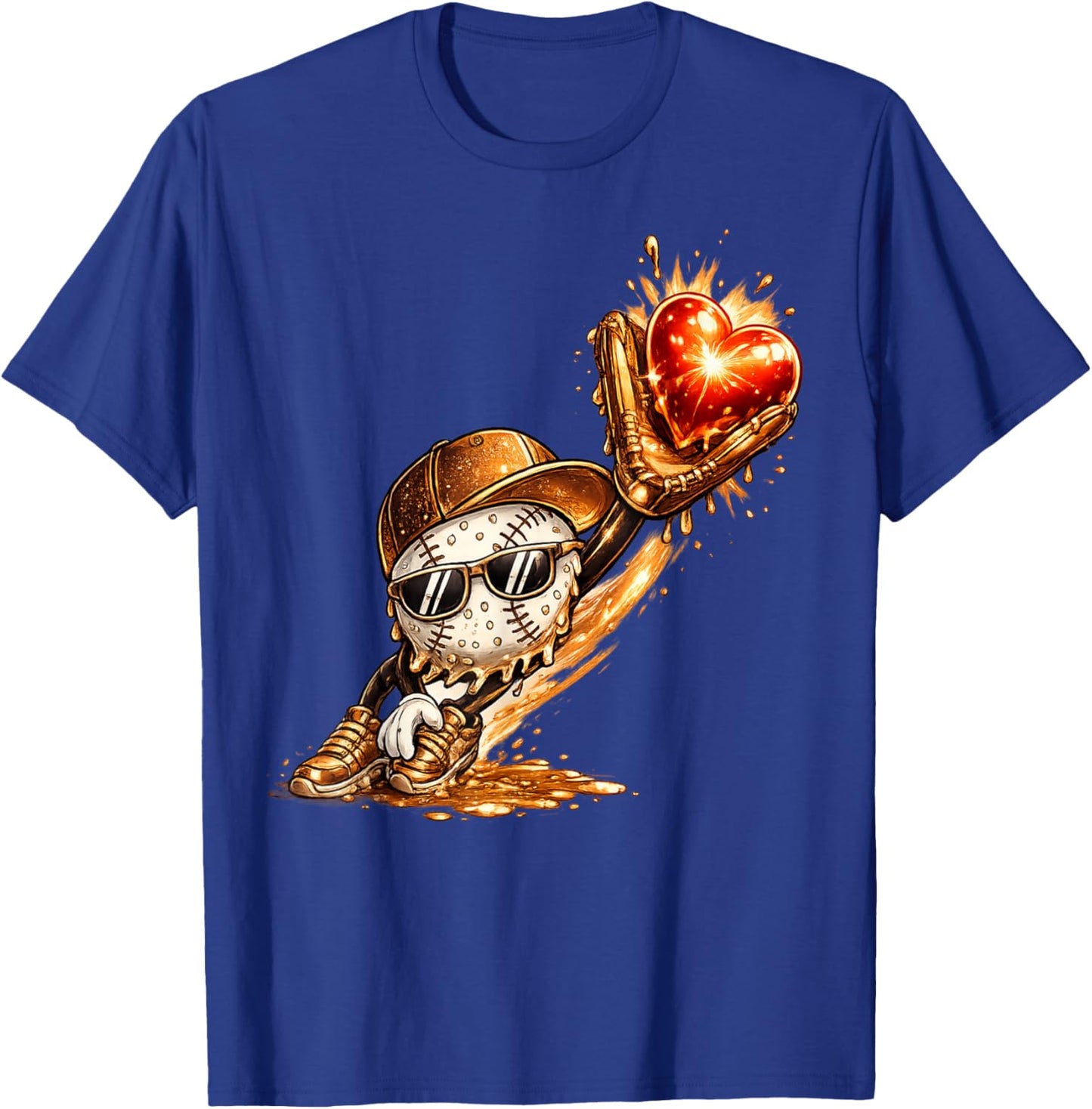 Baseball Valentine's Day Drip Ice Cream Team T-Shirt - T-Shirt | Royal
