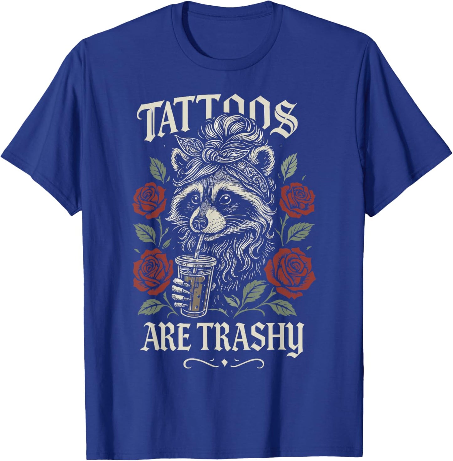 Funny Tattoo Raccoon Trash Panda Design Retro Inked Animal T-Shirt - T-Shirt | Royal