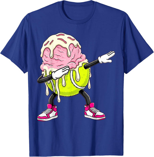 Dabbing Tennis Drip Ice Cream Kids Youth Boys Girls T-Shirt - T-Shirt | Royal