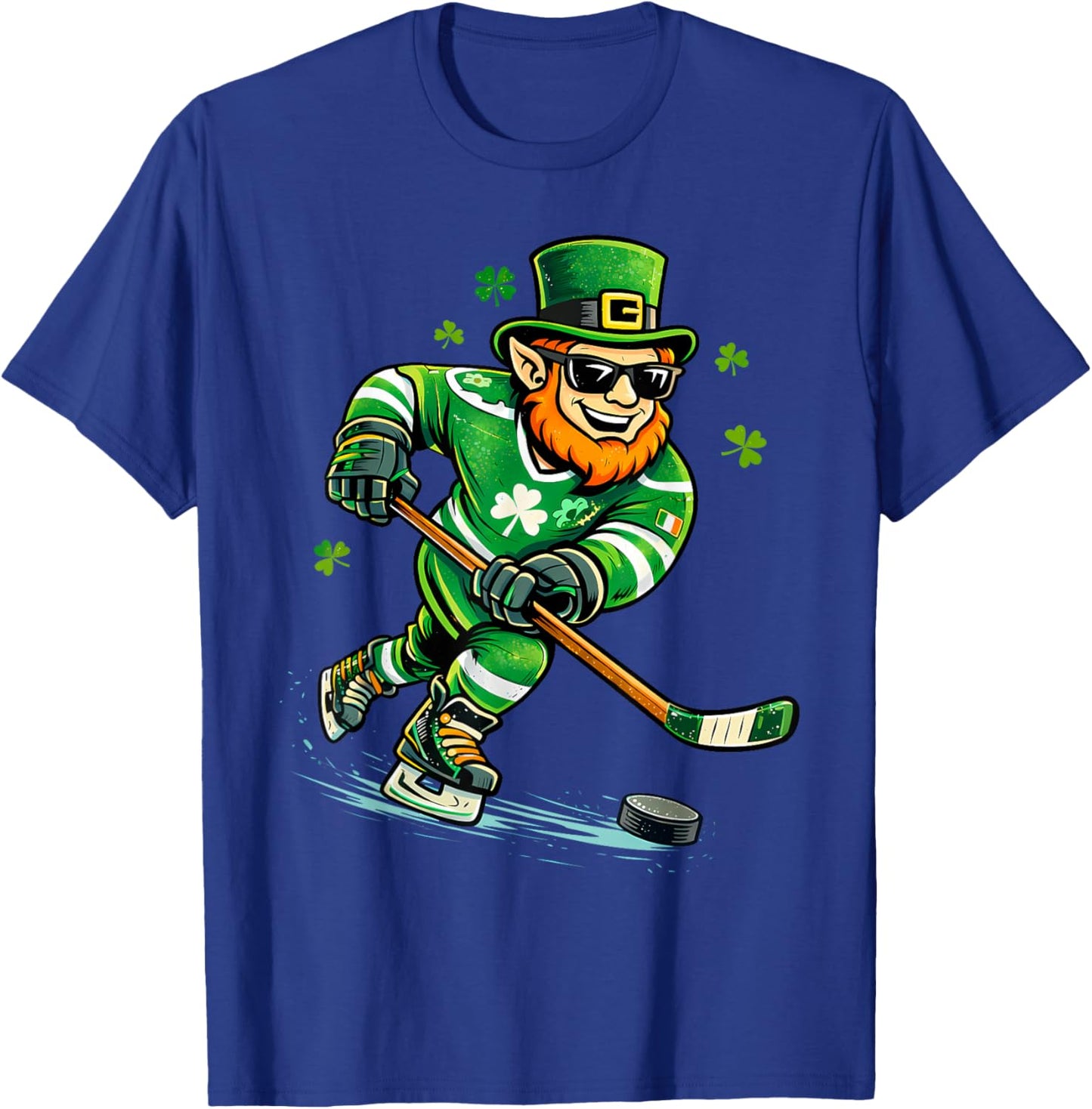Leprechaun Play Hockey Funny St Patrick's Day Men Kid Boys T-Shirt - T-Shirt | Royal