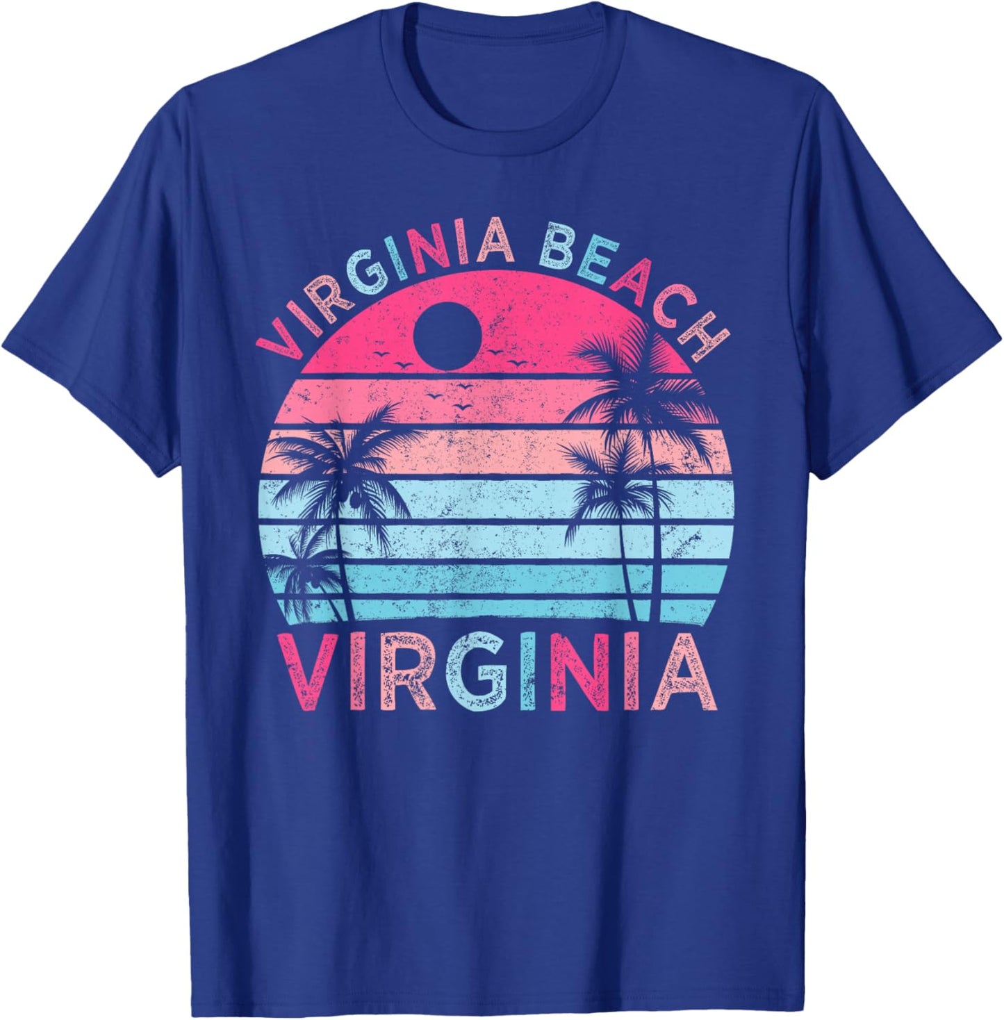 Virginia Beach Virginia Vintage Sunset Family Vacation T-Shirt - T-Shirt | Royal