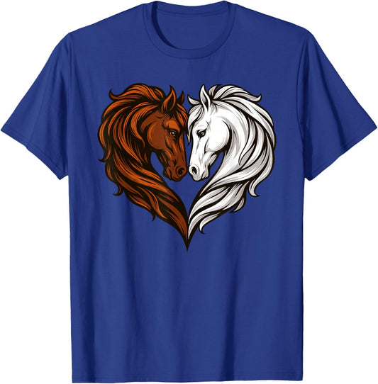 Horse Lover Equestrian Art Men Women Kids Cute Horses T-Shirt - T-Shirt | Royal