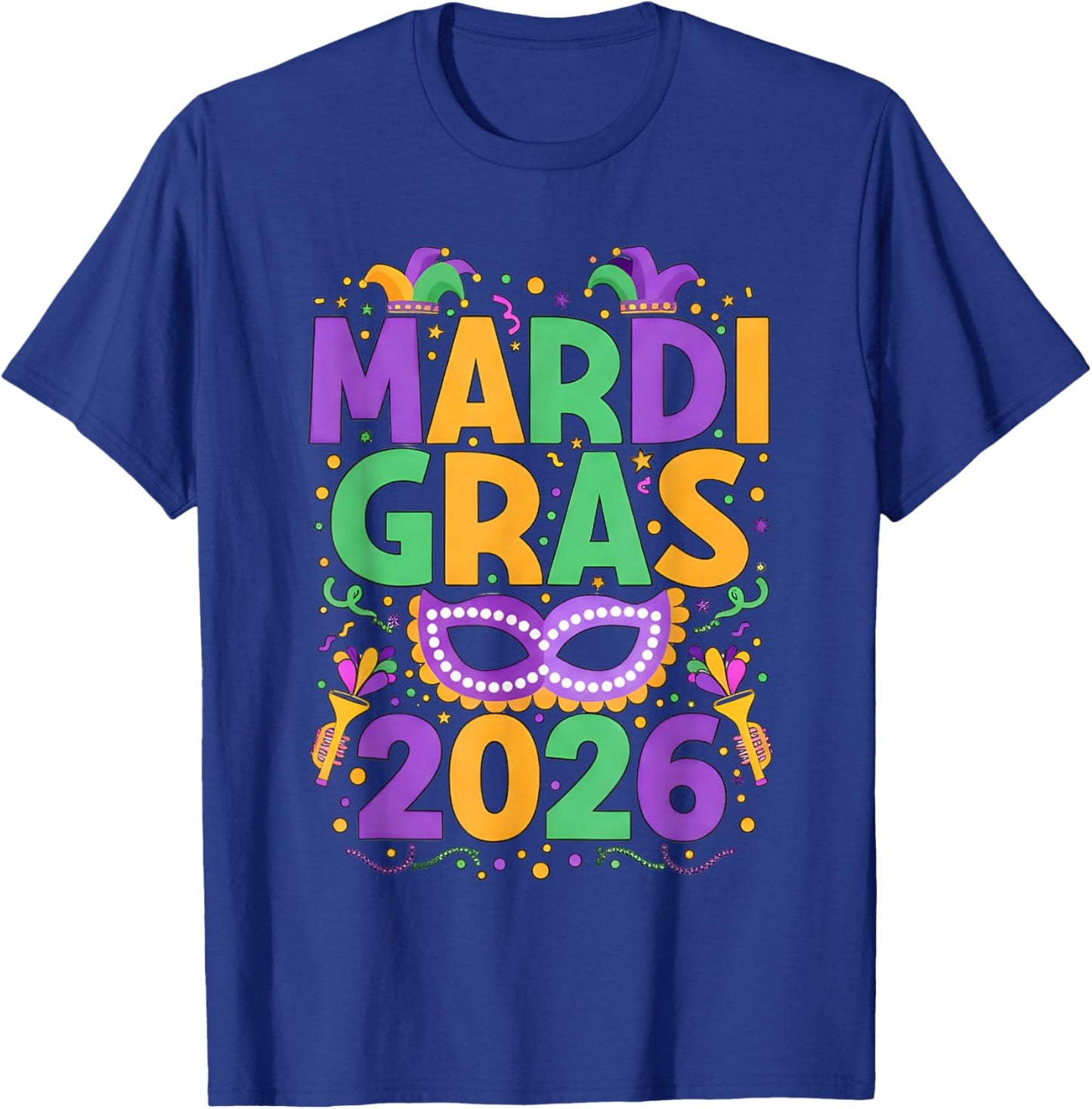 Happy Mardi Gras 2026 Costume New Orleans Matching Men Women T-Shirt - T-Shirt | Royal