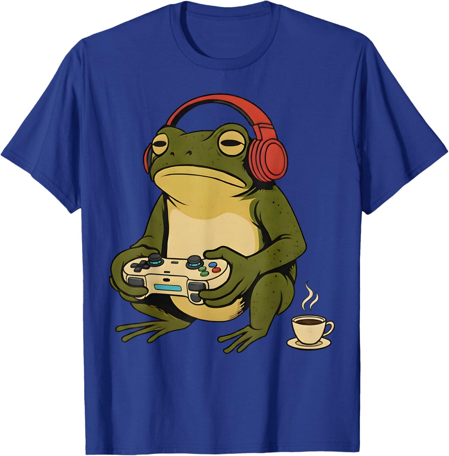 Funny Vintage Japanese Gamer Frog Art Men Women Boys Gaming T-Shirt - T-Shirt | Royal