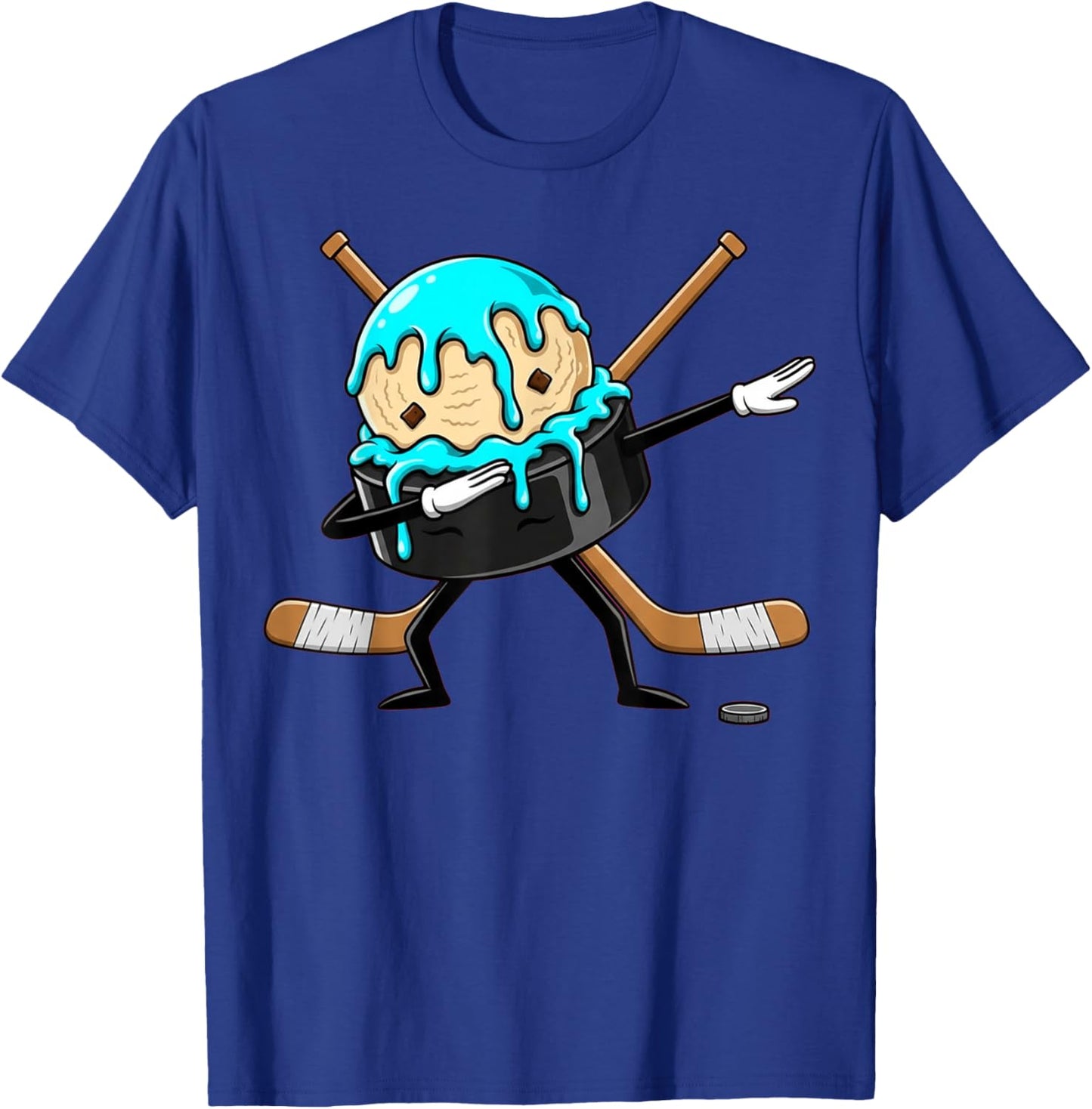 Dabbing Hockey Puck Drip Ice Cream Kids Youth Boys Girls T-Shirt - T-Shirt | Royal