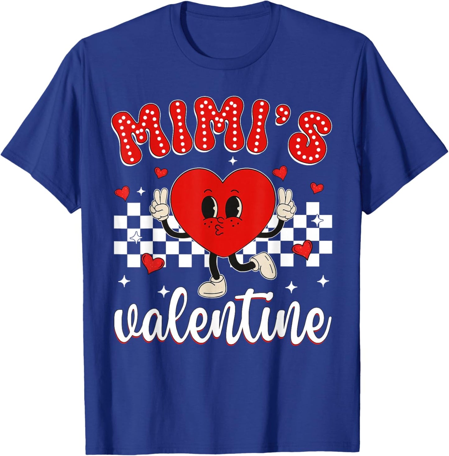 Mimi's Valentine Heart Cute Kids Retro Groovy Boy Girl T-Shirt - T-Shirt | Royal