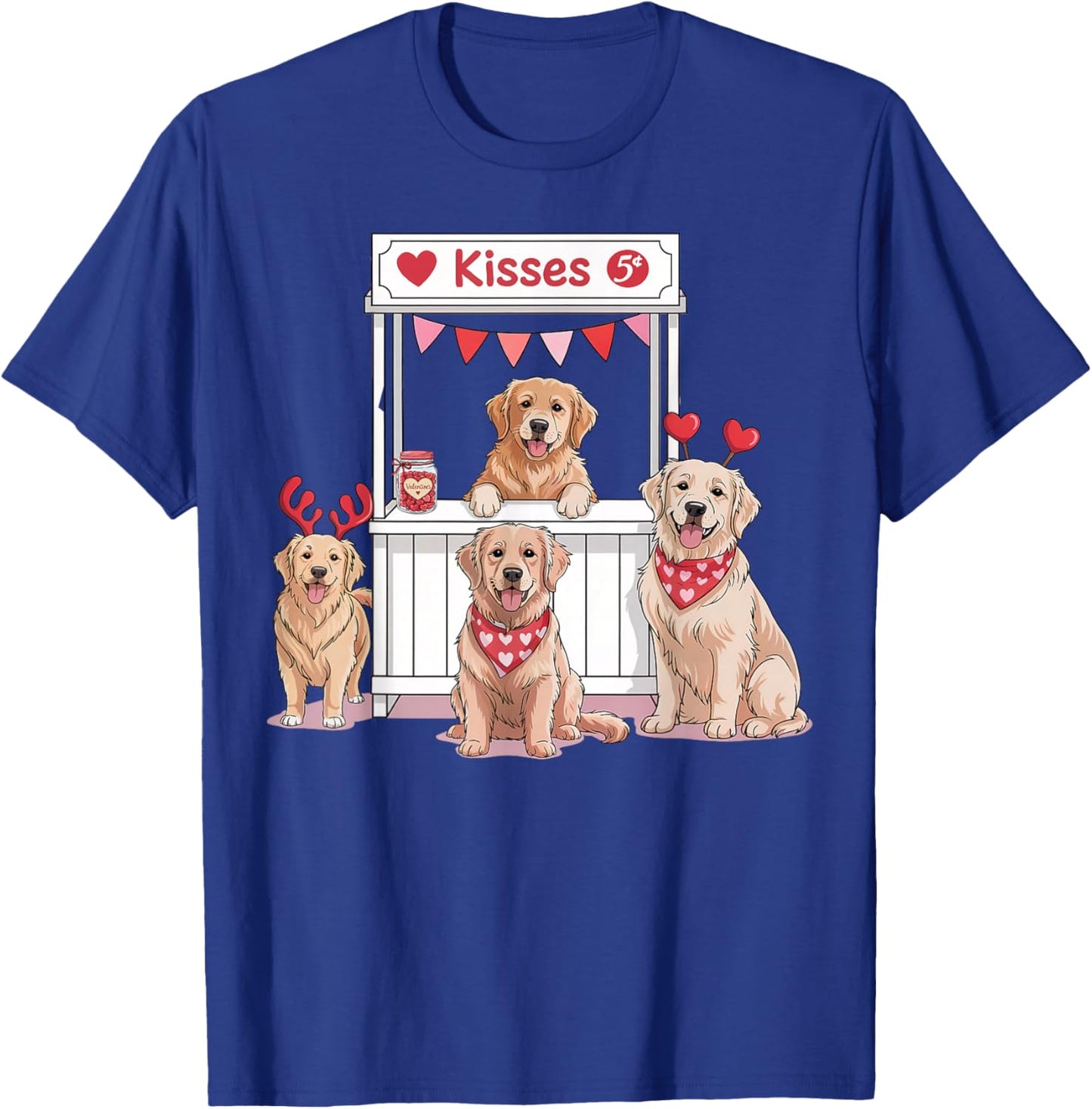 Cute Golden Retriever Valentine Love T-Shirt - T-Shirt | Royal